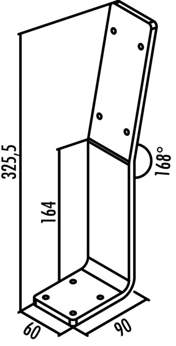 Naber | Rückenlehnenbügel für Bank | Edelstahl | H 325,5 mm