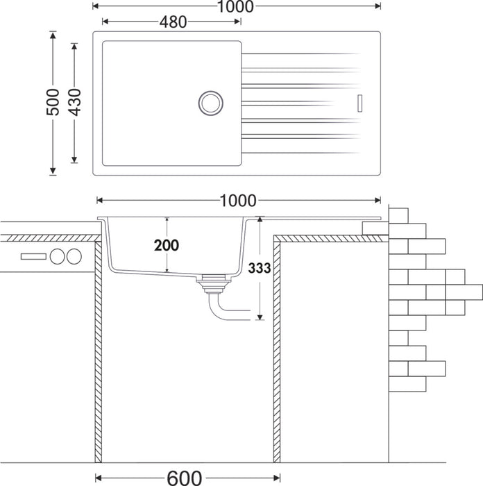 Naber Angola 100 L, Spüle, granit nero assoluto
