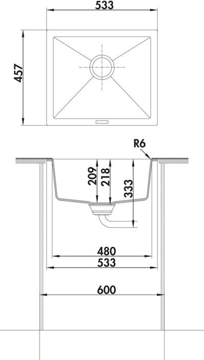 Naber | Singoli 600 | Unterbaubecken Einbauspüle | Granit concrete