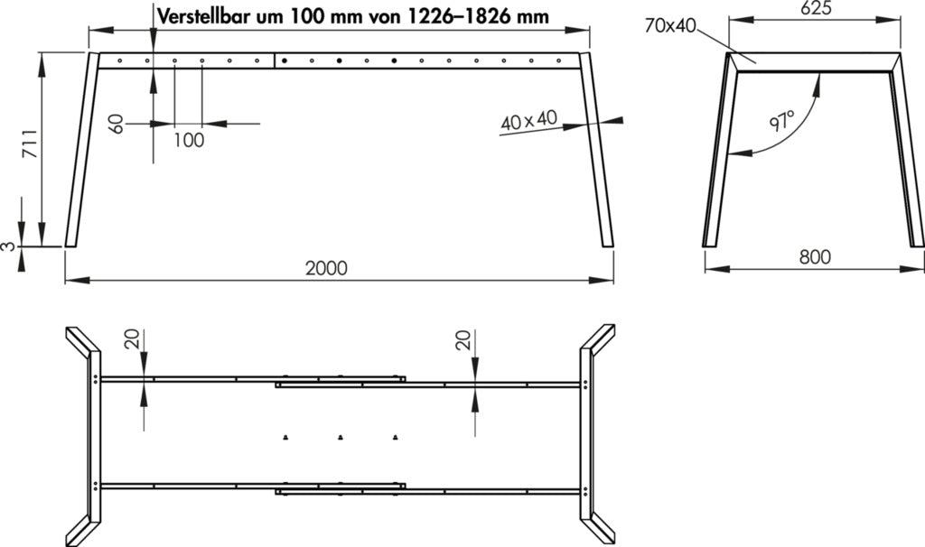 Naber | Tavolo Tischgestell | Edelstahl
