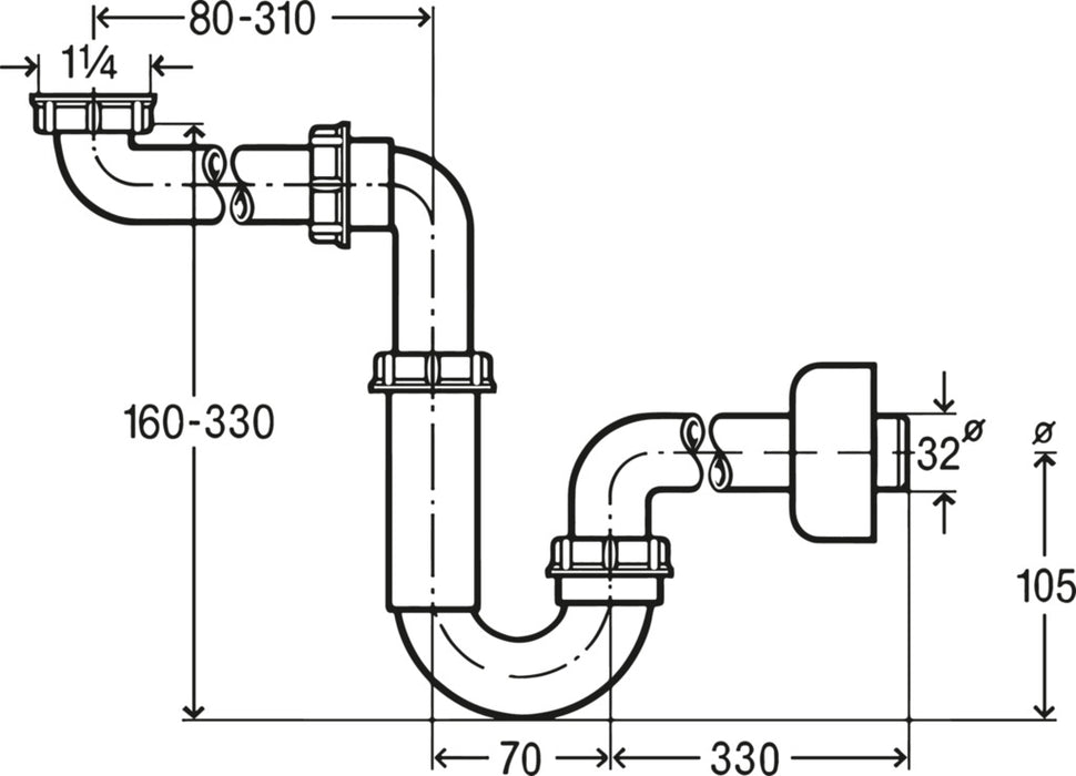 Naber | Röhrengeruchsverschluss | Abflussrohr | weiß