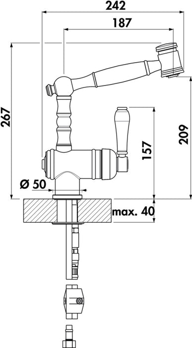 Naber | Passato 4 | Einhebelmischer | altsilber | Hochdruck