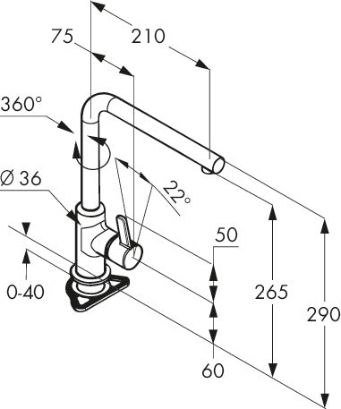 Kludi | L-INE XS 1 | Einhebelmischer | chrom | Hochdruck