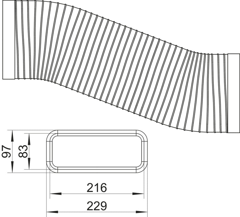 Naber | SF-VRO flex 150 Flachkanalrohr | Lüftungsrohr | Aluminium | L 500 mm