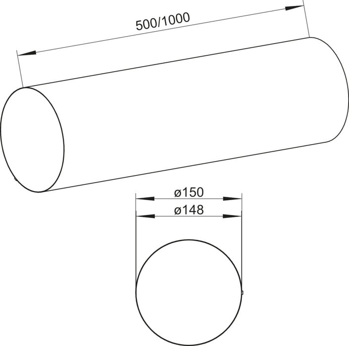 Naber | SR-R 150 Rundrohr | Lüftungsrohr | verzinkter Stahl | L 500 mm