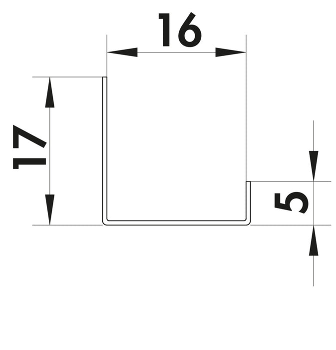 Naber | Edelstahl U-Winkelprofil 16 mm, Wandanschlussprofil, Edelstahl