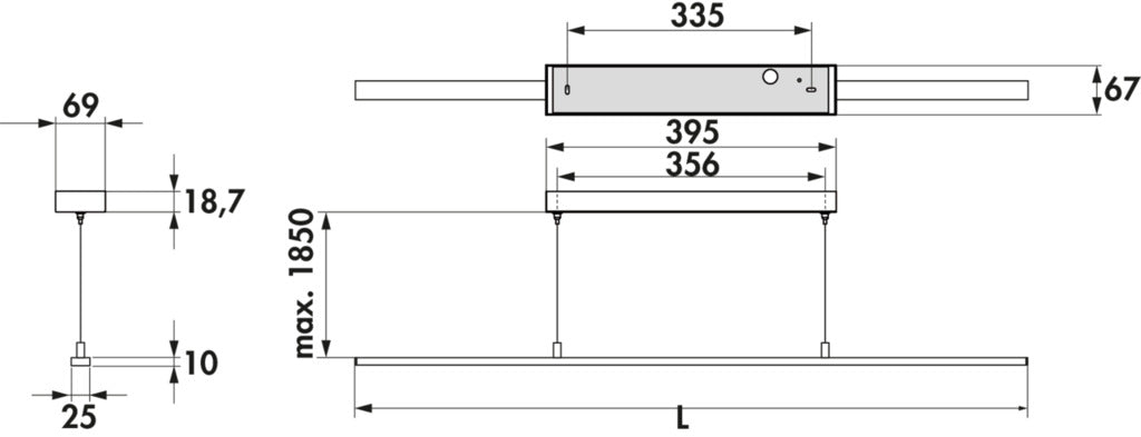 Naber | Guidance Farbwechsel LED Pendelleuchte L 1200 mm 18,6 W