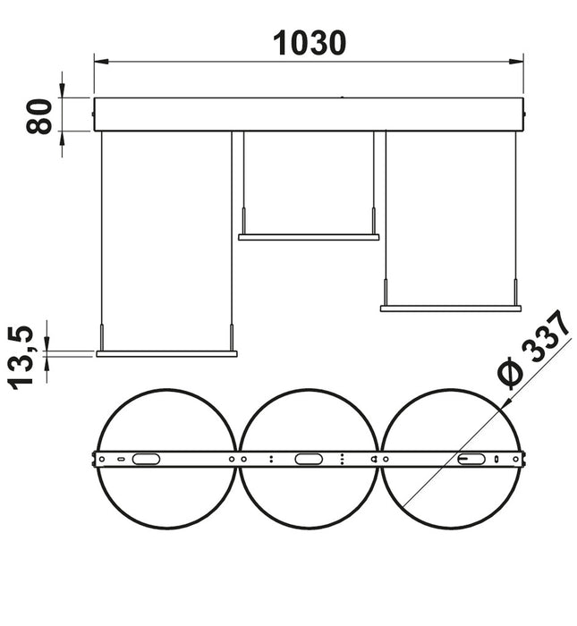 Naber | Plate 3 LED Pendelleuchte schwarz matt