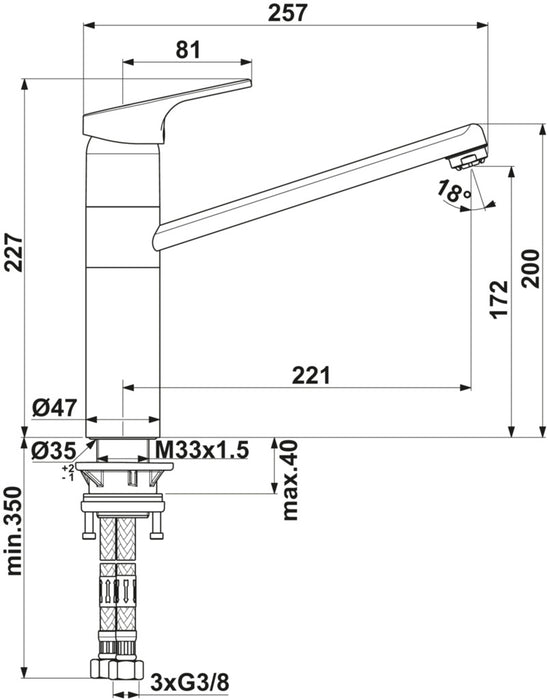 Ideal Standard | Cerafit 3 | Einhebelmischer | chrom | Niederdruck