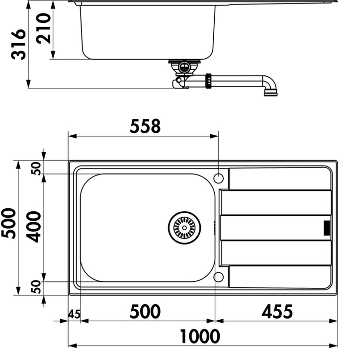 Naber | Riva 3 | Einbauspüle | Edelstahl | Set (Spüle u. Armatur Drive 1)