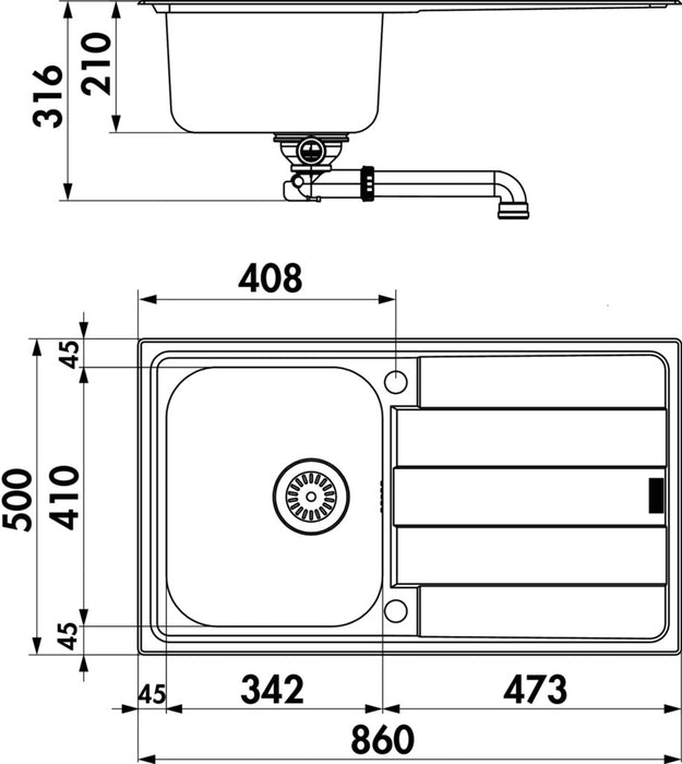 Naber | Riva 2 | Einbauspüle | Edelstahl | Set (Spüle u. Armatur Drive 1)