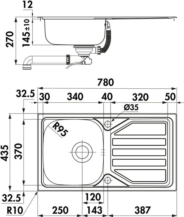 Naber | Nava 2 | Einbauspüle | Set (Spüle u. Armatur Drive 1)