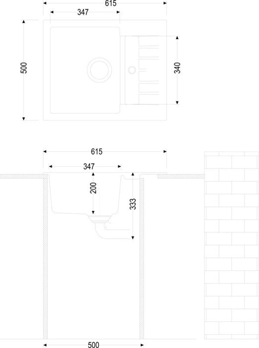 Naber | Corto 615 | Einbauspüle Küchenspüle Spülbecken | Granit metallico