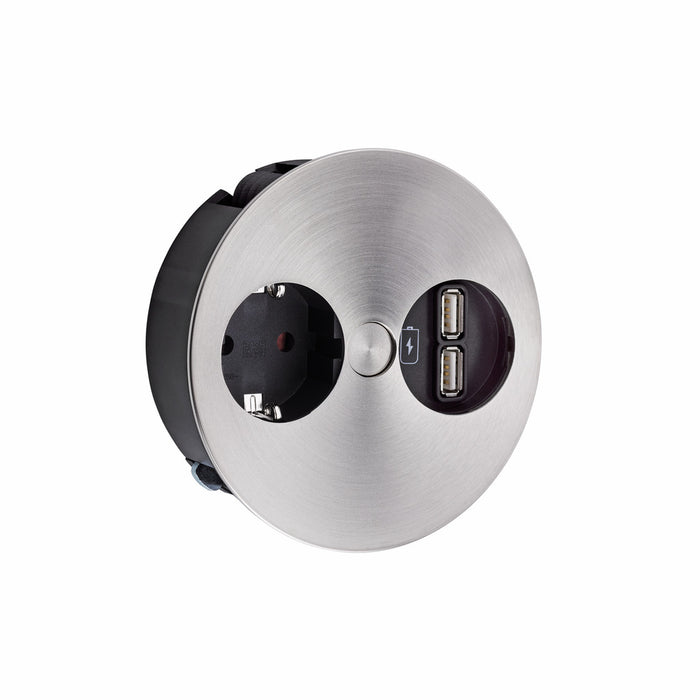 Naber | Twist USB | Steckdosenelement | mit Schukosteckdose | edelstahlfarbig