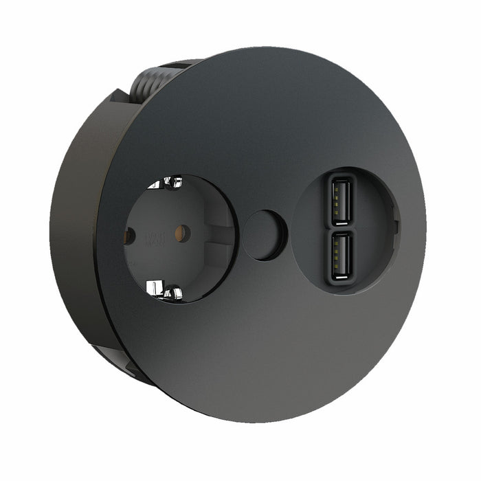 Naber | Twist USB | Steckdosenelement | mit Schukosteckdose | schwarz matt