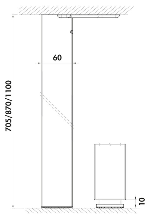 Naber | Quadra | Stützfuß | edelstahlfarbig | H 870 mm