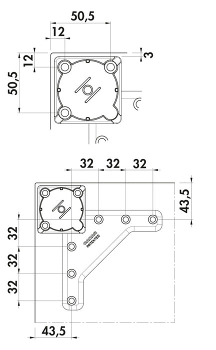 Naber | Quadra | Stützfuß | schwarz matt geperlt | H 1100 mm
