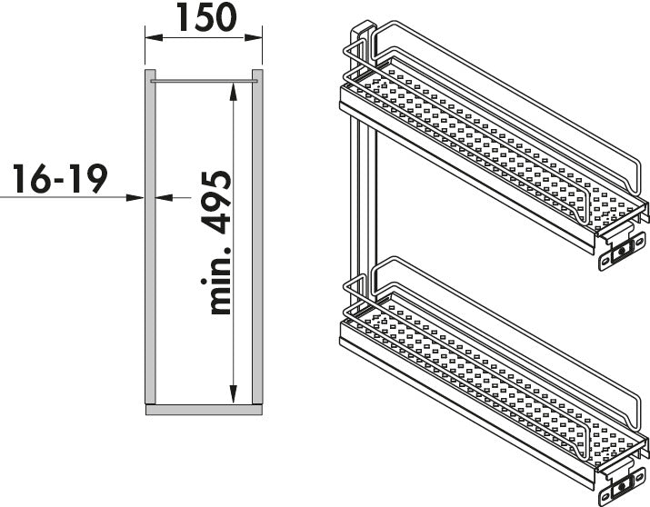 Naber | VS SUB Slim Ablage, Etagenauszug, anthrazit
