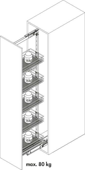 Naber | VS TAL Larder Rahmen | Hochschrankauszug | H 1450-1700 mm | bis zu 4 Körbe