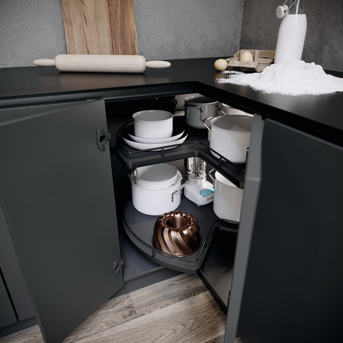 Naber | VS COR Wheel Pro, Eckschrank-Drehbeschlag, 900 x 900 mm Schrank, 3/4, 2 Stk., anthrazit