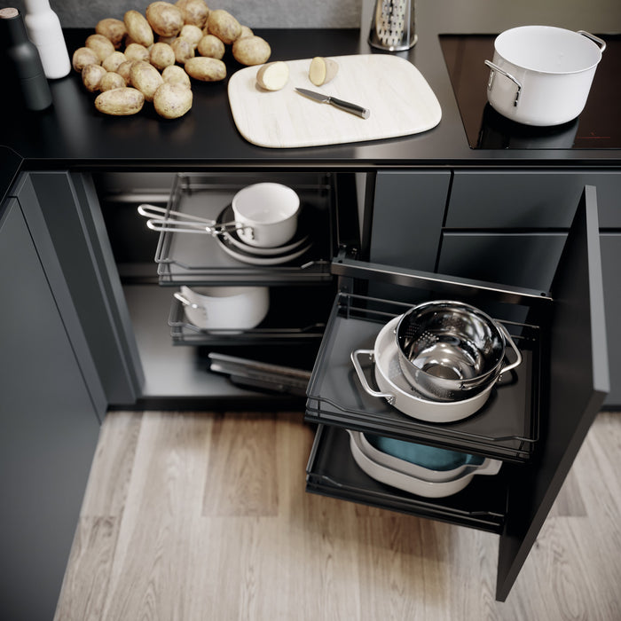 Naber | VS COR Fold Rahmen, Eckschrank-Schwenkbeschlag, 800 mm Schrank, 400 mm Tür, rechts, anthrazit