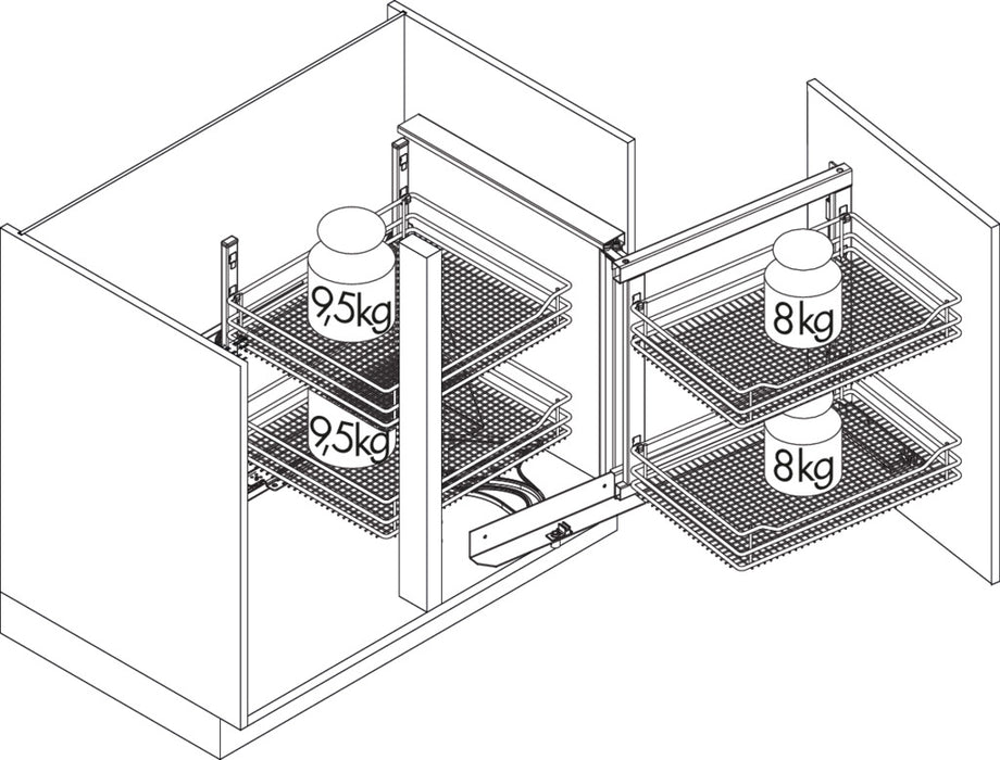 Naber | VS COR Fold Rahmen | Eckschrank-Schwenkbeschlag | 900 mm Korpus | 450 mm Tür | rechts