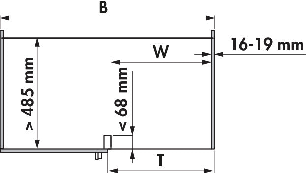 Naber | VS COR Fold Rahmen, Eckschrank-Schwenkbeschlag, 800 mm Schrank, 400 mm Tür, rechts, anthrazit