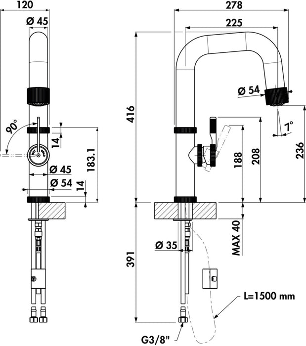 Naber | Raw | Einhebelmischer | graphit | Hochdruck