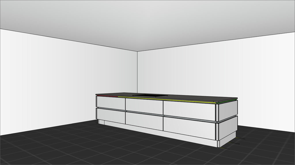 Naber Manubrio LED Set 3, Leuchte, schwarz matt, für Inselgröße bis max. 380 x 135 cm, LIC/MEC LED-System kompatibel, 12 V