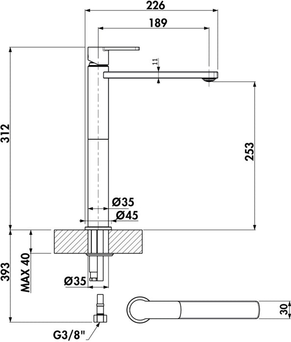 Naber | Glam 2 Bad | Einhebelmischer | schwarz matt | Hochdruck