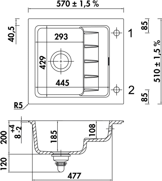 Villeroy & Boch | PickUP E | Einbauspüle Küchenspüle Keramik | nero