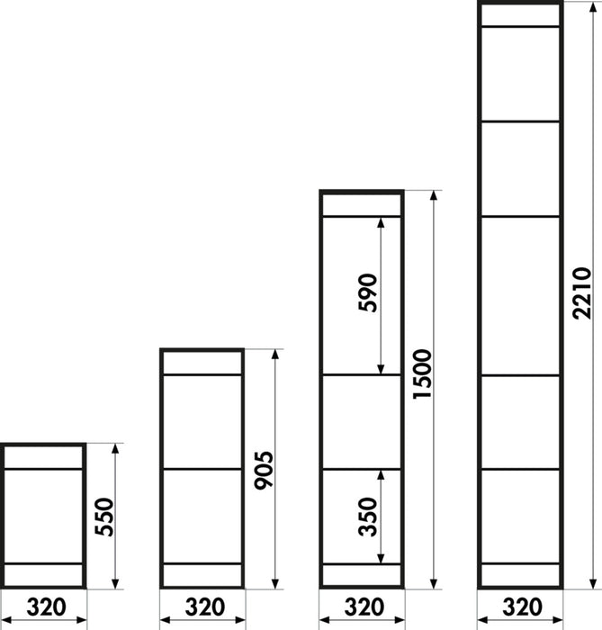 Kesseböhmer | YouK Regalsystem | T 200 mm | H 668 mm | mit 3 Ablageaufnahmen