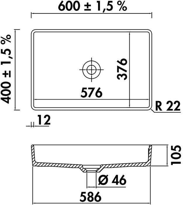 Villeroy & Boch | Lavara 60 | Einbauspüle Waschbecken | Keramik | schiefer