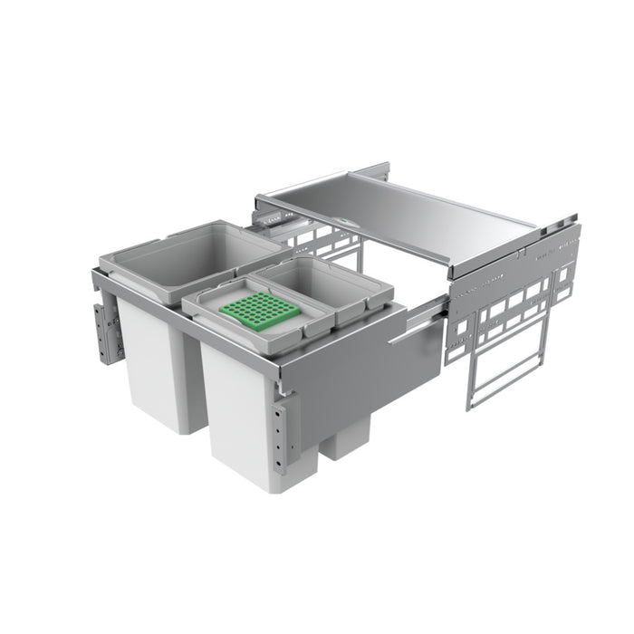 Naber | Cox® Base 360 K 600-3 Abfallsammler mit Frontauszugssystem Biodeckel hellgrau 360 mm