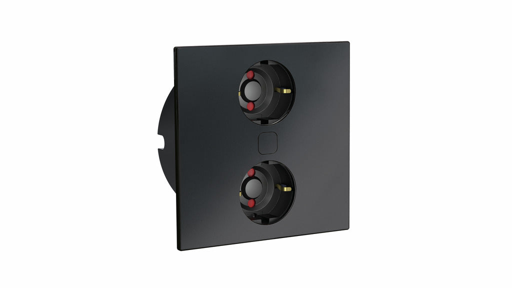 Naber | Duplex Doppelsteckdose | Einbausteckdosenelemente | eckig | mit Schukosteckdosen | schwarz matt