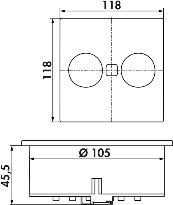 Naber | Duplex Doppelsteckdose | Einbausteckdosenelemente | rund | mit Schukosteckdosen | schwarz matt