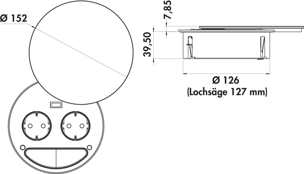Naber | Smile Doppelsteckdose USB | Einbausteckdosenelemente | Glas schwarz