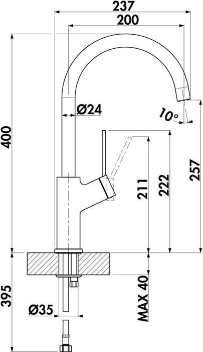 Naber | LINEA Mio 1, Spültischarmatur, chrom, Hochdruck