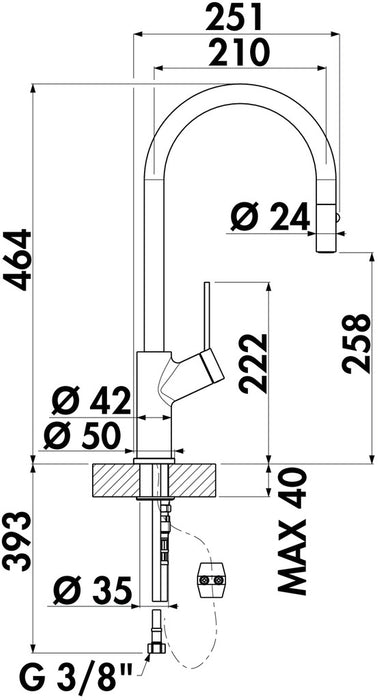 Naber | Mio 2 | Einhebelmischer | edelstahlfinish | Hochdruck