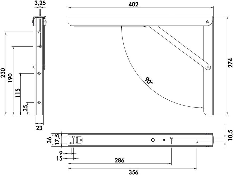 Naber | Vettore Klappkonsole | Konsole | 400 x 270 x 36 mm