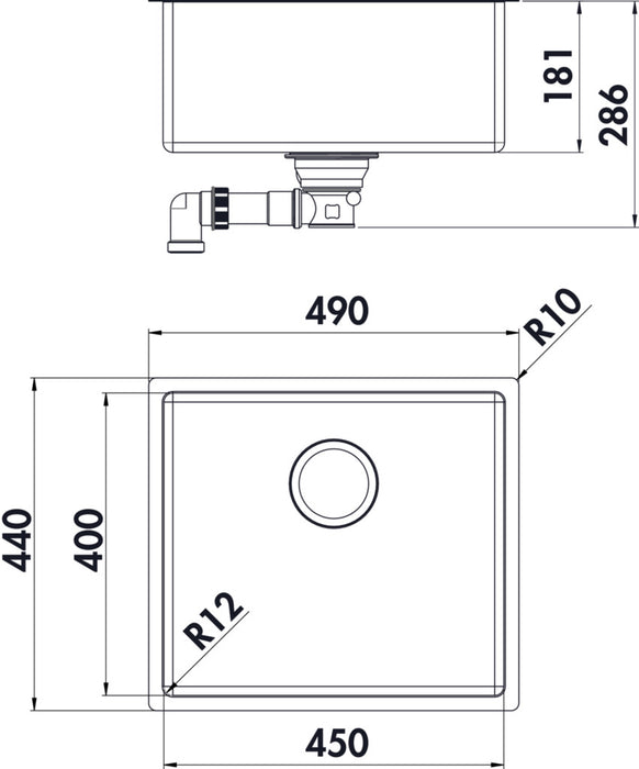 Naber | Corno Basso 5 | Einbauspüle | Set (Spüle u. Armatur Arco 1)