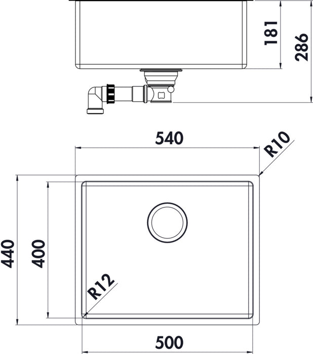 Naber | Corno Basso 4 | Einbauspüle | Set (Spüle u. Armatur Arco 1)