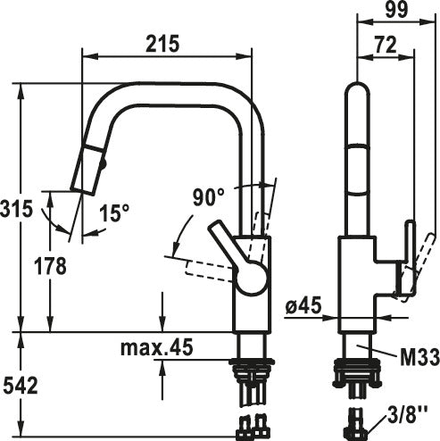 KWC | Luna E7 | Einhebelmischer | schwarz matt | Hochdruck
