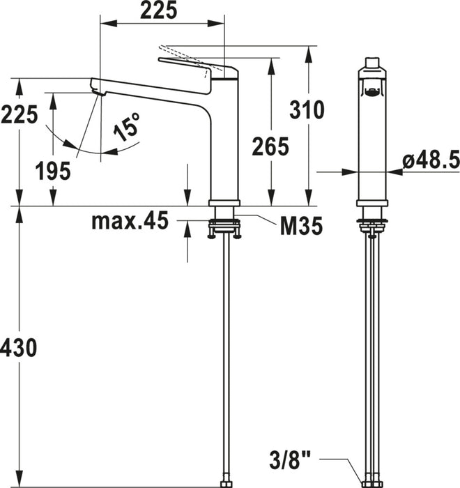 KWC | Domo 5 Fensterarmatur | Einhebelmischer | chrom | Hochdruck