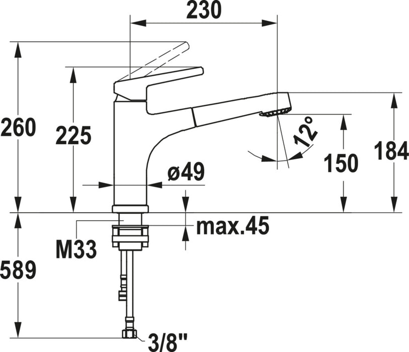 KWC | Suno 4 Fensterarmatur | Einhebelmischer | chrom | Hochdruck