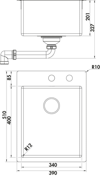 Naber | Corno Piu PR2 | Einbauspüle | Edelstahl