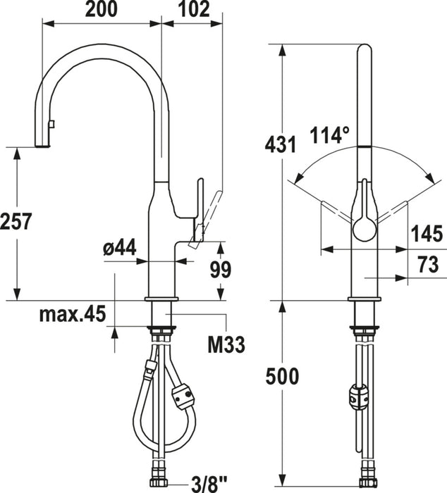 KWC | Sin 2 | Einhebelmischer | chrom | Hochdruck