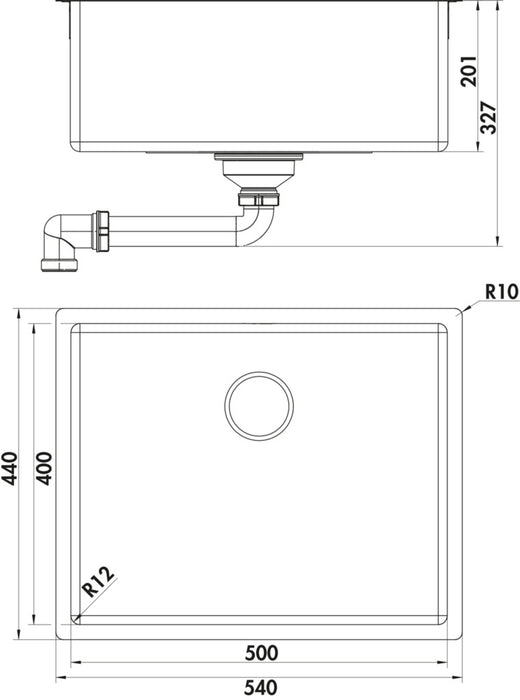 Naber | Corno Piu PFU4 | Einbauspüle | Set (Spüle u. Armatur Mio 3)