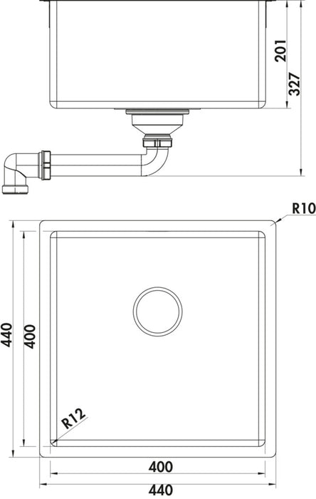Naber | Corno Piu PFU3 | Einbauspüle | Edelstahl