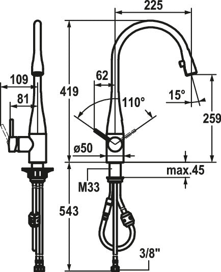 KWC | Eve 4 | Einhebelmischer | Edelstahl | Hochdruck